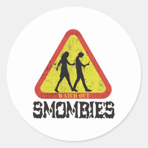 Watch out Smombies Classic Round Sticker