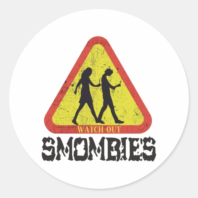 Watch out Smombies Classic Round Sticker (Front)