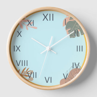 watch "Pastell Leaf - pastel blue" Clock