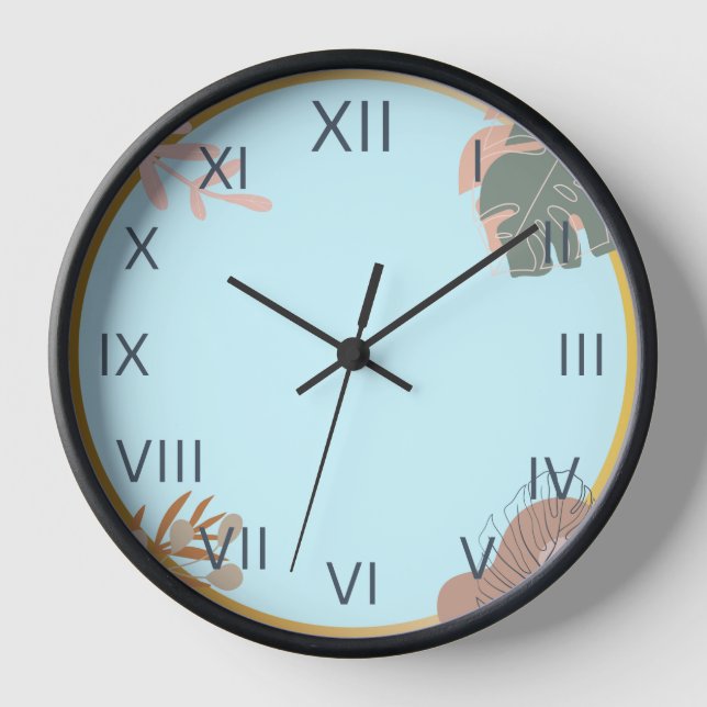 watch "Pastell Leaf - pastel blue" Clock (Front)