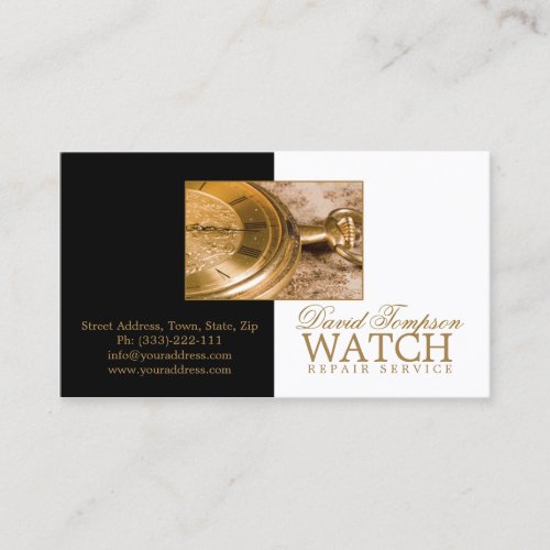 Watch Repair Service Watchmaker Black  White Card