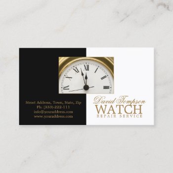 Watch Repair Service Watchmaker Black & White Card by Jolanta_Prunskaite at Zazzle