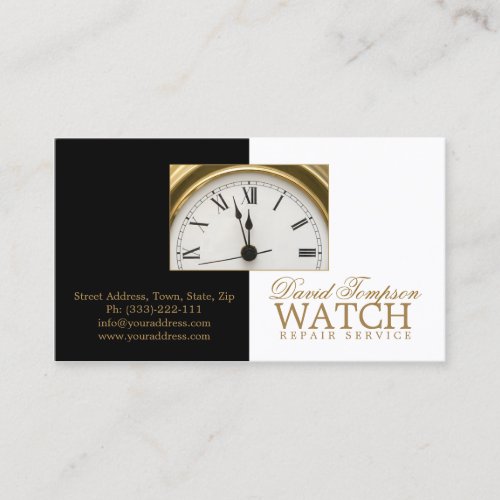 Watch Repair Service Watchmaker Black  White Card