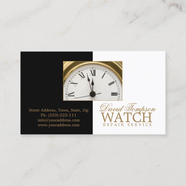 Watch Repair Service Watchmaker Black & White Card (Front)