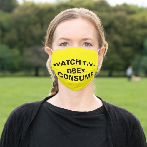 WATCH TV OBEY CONSUME Face Mask YELLOW