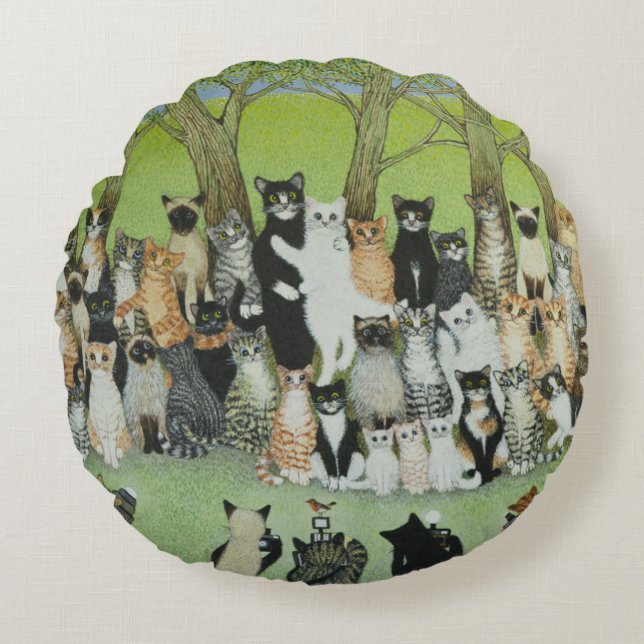 Watch the Birdie Round Pillow (Front)