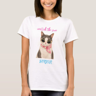 Watch the Sun Bonjour Cat T-Shirt