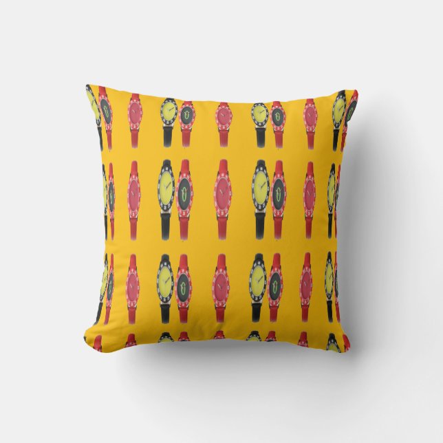 WATCH The Time Yellow  Throw Pillow (Front)