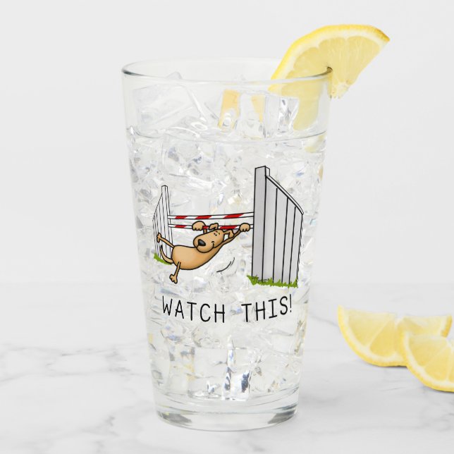 Watch This! Dog - agility funny swinging dog Glass (Back Ice)