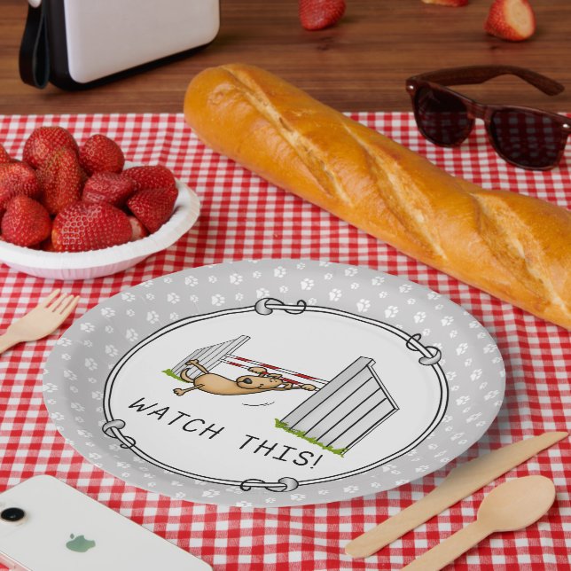 Watch This! Dog - agility funny swinging dog Paper Plates (Picnic)