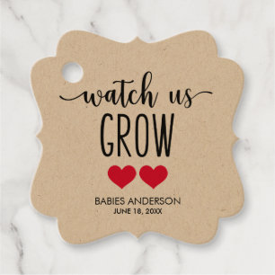 Watch US Grow Plant Twin Baby Shower Kraft Favor Tags