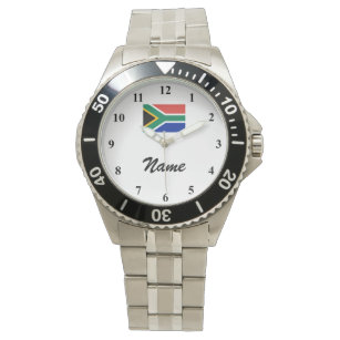 Watch with custom name and South African flag