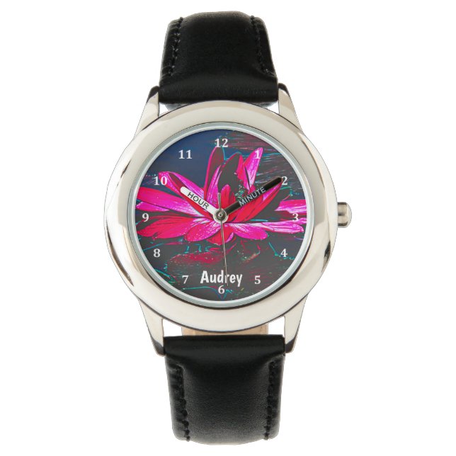 Watch with Hot Pink Waterlily (Front)