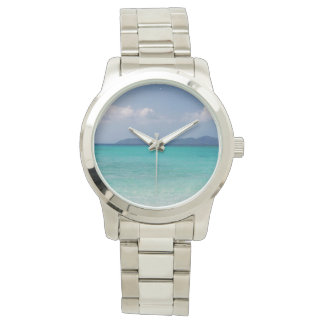 Watch with Metal Band and Caribbean Scene