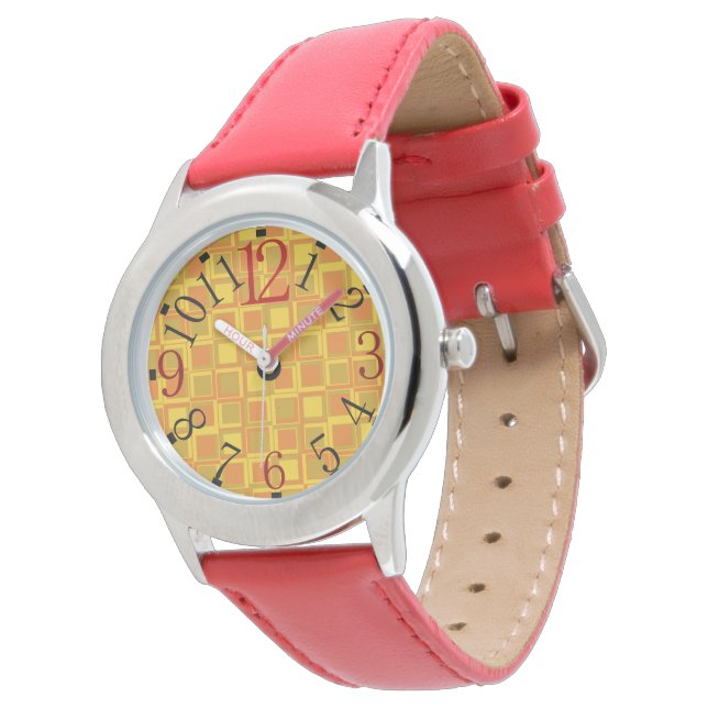 Watch with orange squares of the 70s (Angled)