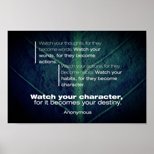 Watch your character inspirational quote poster