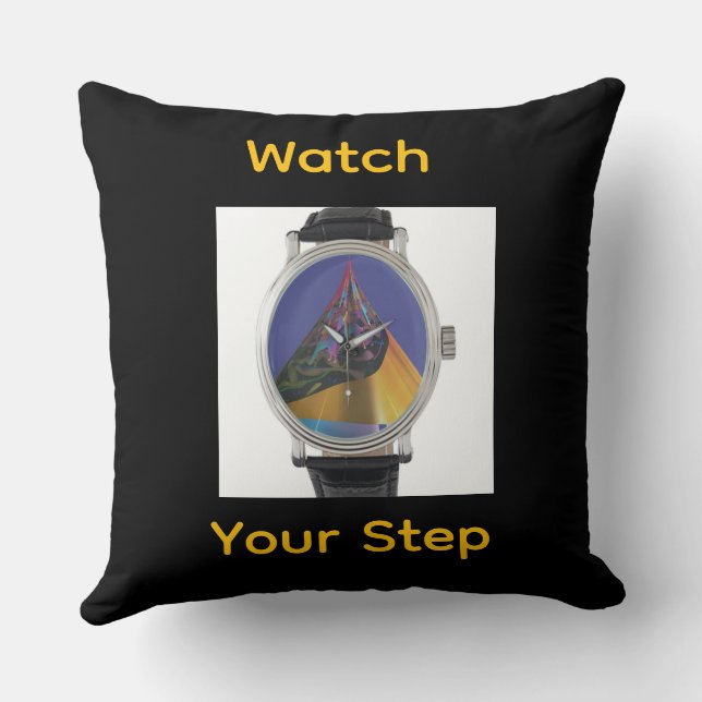 Watch Your Step Fun  Throw Pillow (Back)