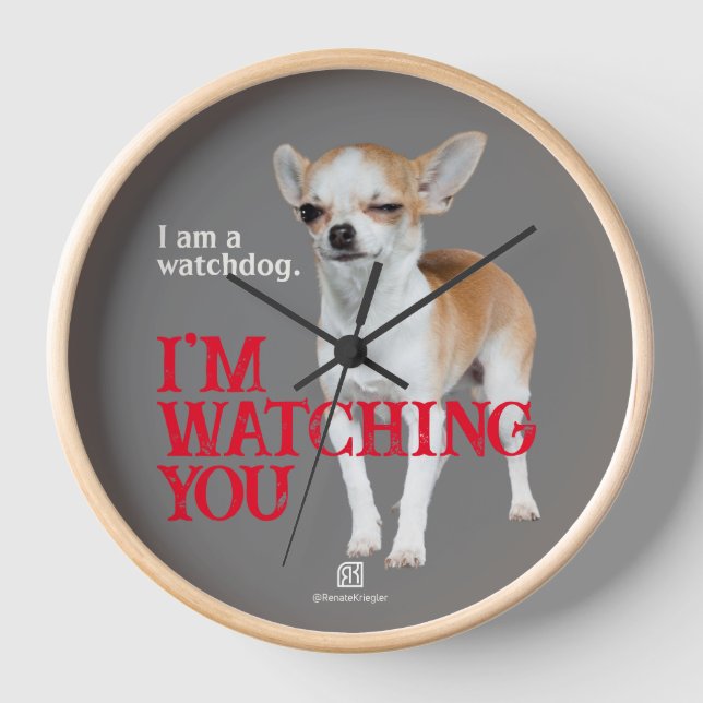 Watchdog Chihuahua - Customizable Clock (Front)