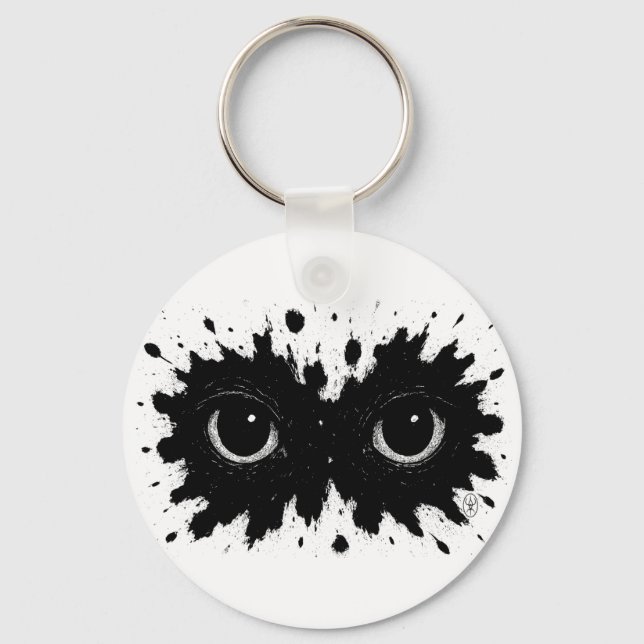 Watcher in the Ink: Eye‑Blot Sigil Keychain (Front)