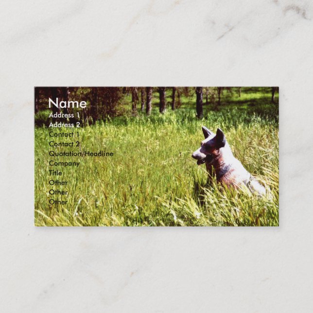 Watcher in the Woods Dog business card profile art (Front)