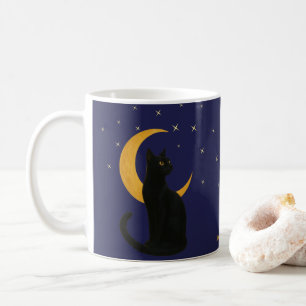 Watcher of the Night – Halloween Black Cat Card Coffee Mug
