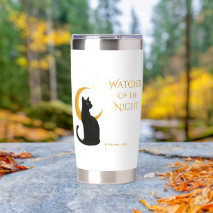 Watcher of the Night – Halloween Black Cat Card Insulated Tumbler