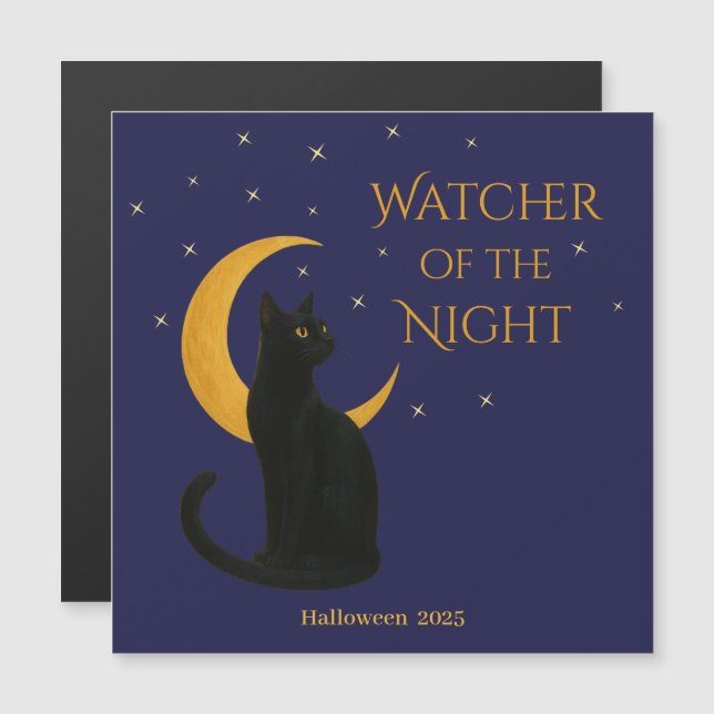 Watcher of the Night – Halloween Black Cat  magnet (Front/Back)