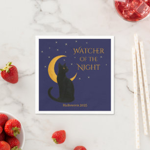 Watcher of the Night – Halloween Black Cat Napkins