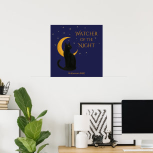 Watcher of the Night – Halloween Black Cat   Poster
