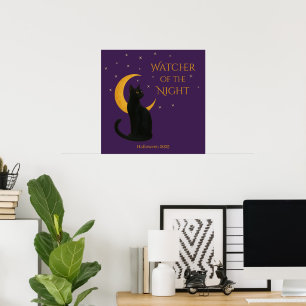 Watcher of the Night – Halloween Black Cat Poster