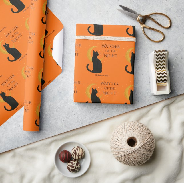 Watcher of the Night – Halloween Black Cat Wrapping Paper (Crafts)