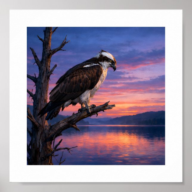 Watcher of the Water – Osprey at Dusk Poster (Front)