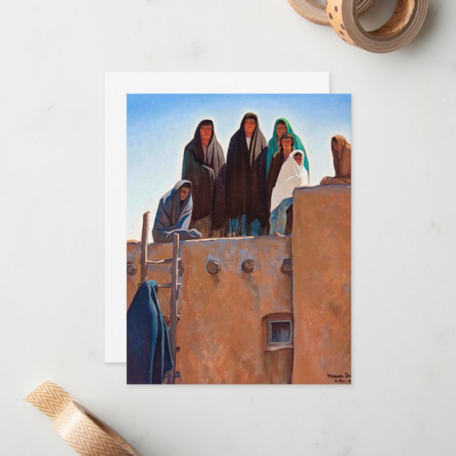 Watchers From the Housetop by Maynard Dixon Note Card (Front/Back In Situ)