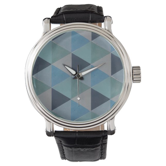 Watches - Shades of Blue Geometric Triangles (Front)