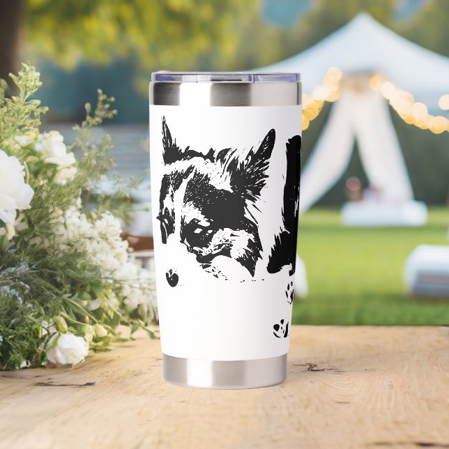 Watchful Corgi in Inked Elegance Insulated Tumbler (Wedding (Rotated))