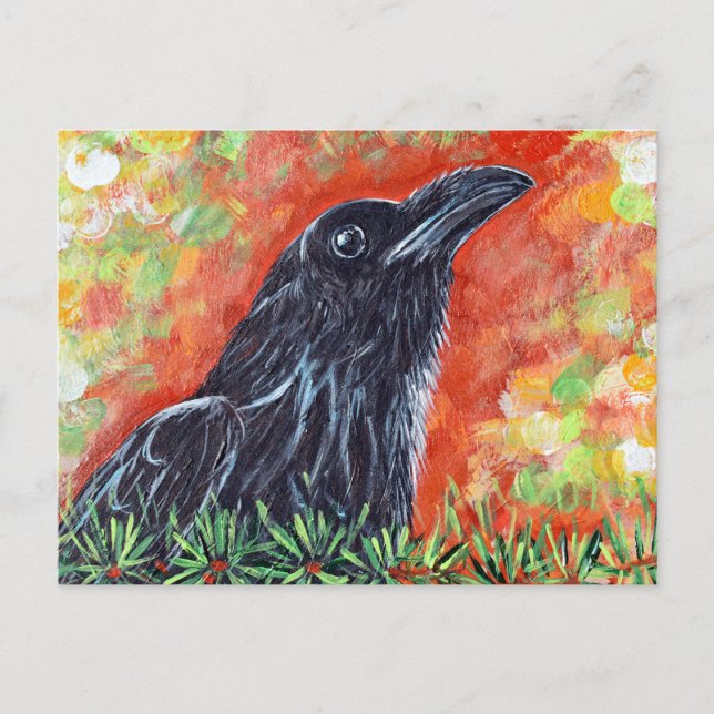 Watchful Crow Painting Postcard (Front)