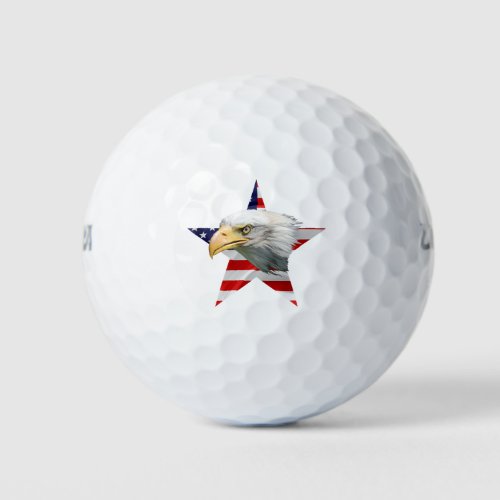 Watchful Eagle The American Flag Patriotic Golf Balls