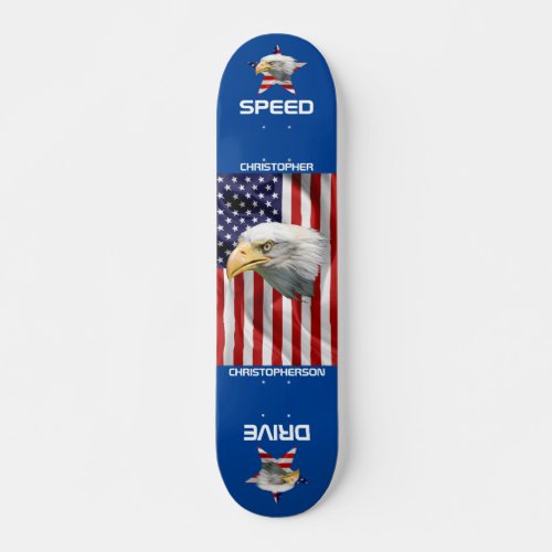 Watchful Eagle The American Flag Patriotic Skateboard