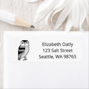 Watchful Owl Line Drawing CUSTOM Mailing Address  Label