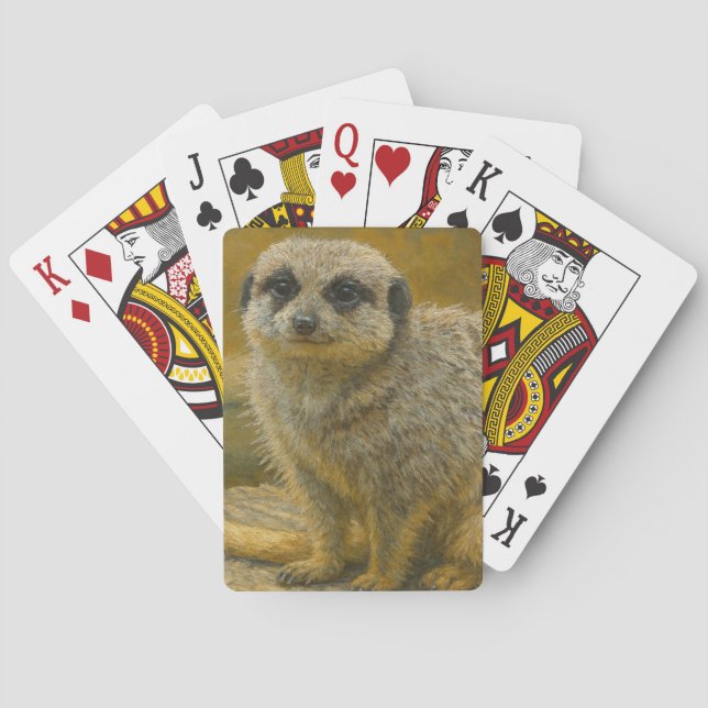 Watchful Stillness – Realistic Meerkat Portrait Poker Cards (Back)