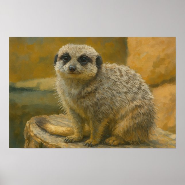 Watchful Stillness – Realistic Meerkat Portrait Poster (Front)
