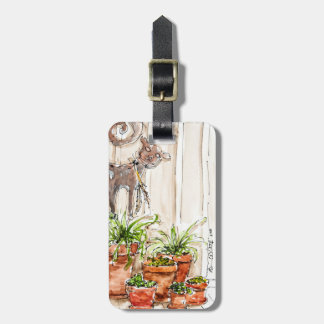 Watchful Tin Cat Luggage Tag with Leather Strap