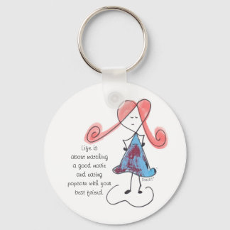 Watching a good movie and eating popcorn keychain