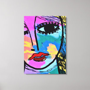 Watching Abstract Digital Portrait of a Woman Canvas Print