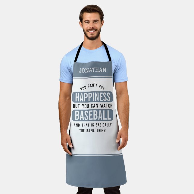 Watching Baseball is Happiness Funny Baseball Apron (Worn)