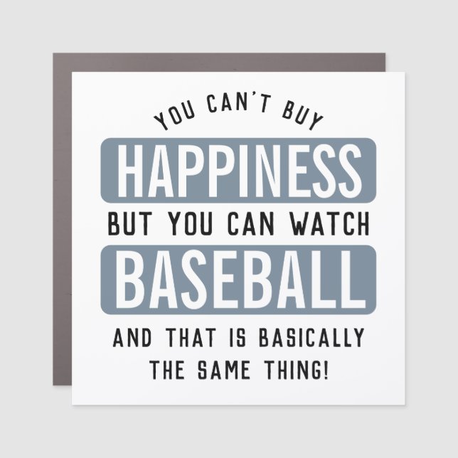 Watching Baseball is Happiness Funny Baseball Car Magnet (Front)