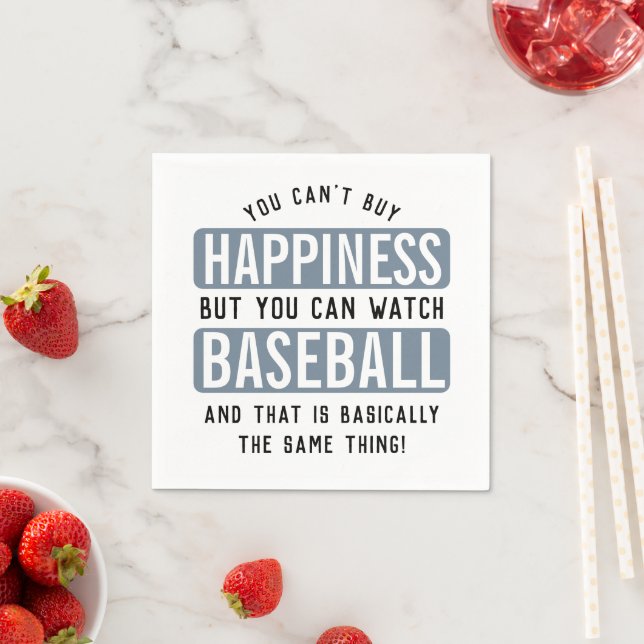 Watching Baseball is Happiness Funny Baseball Napkins (Insitu)