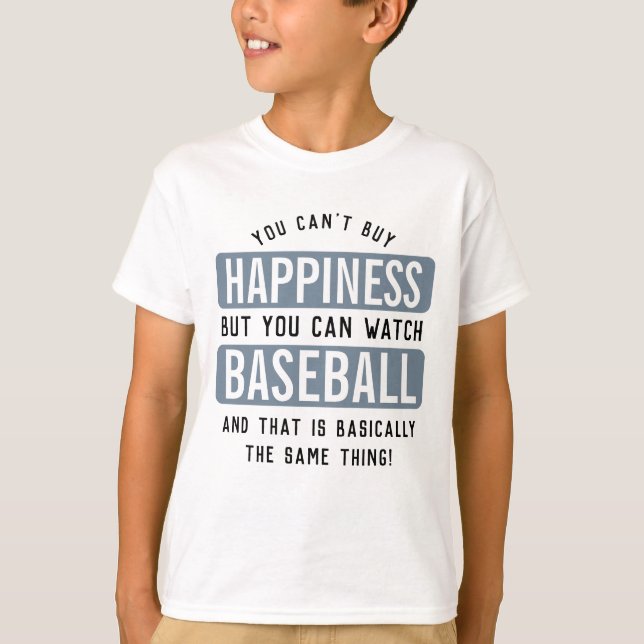 Watching Baseball is Happiness Funny Baseball T-Shirt (Front)