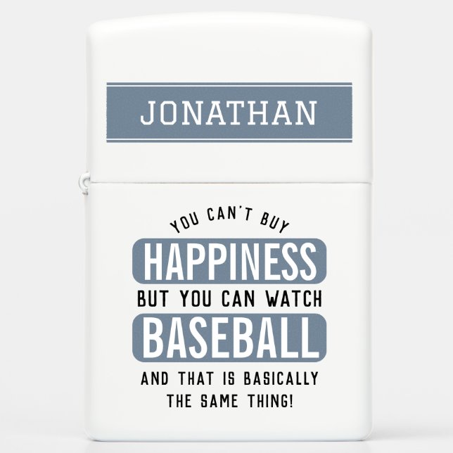 Watching Baseball is Happiness Funny Baseball Zippo Lighter (Front)