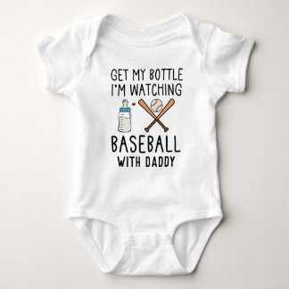 Watching Baseball with Daddy | Funny Baseball Baby Bodysuit